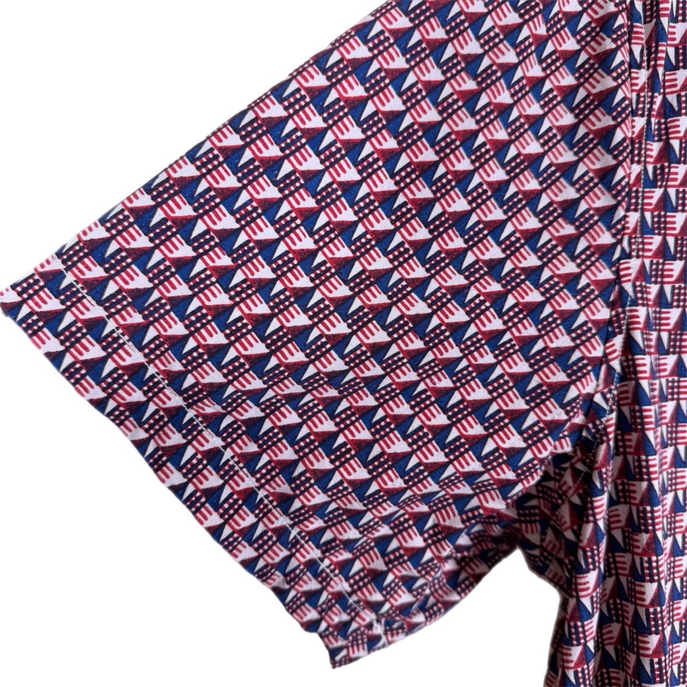 Tommy Bahama Textured Silk Flag Button Up Shirt XXL Red White Blue Casual Beach - Picture 4 of 11